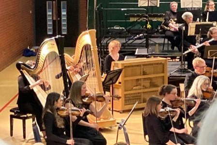 Orchestra in rehearsal, horns and brass